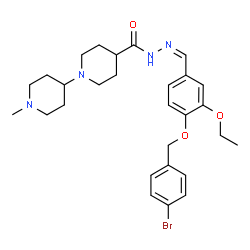 ChemSpider 2D Image | N'-[(Z)-{4-[(4-Bromobenzyl)oxy]-3-ethoxyphenyl}methylene]-1'-methyl-1,4'-bipiperidine-4-carbohydrazide | C28H37BrN4O3