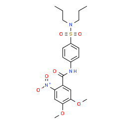 ChemSpider 2D Image | N-[4-(Dipropylsulfamoyl)phenyl]-4,5-dimethoxy-2-nitrobenzamide | C21H27N3O7S