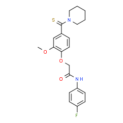 ChemSpider 2D Image | N-(4-Fluorophenyl)-2-[2-methoxy-4-(1-piperidinylcarbonothioyl)phenoxy]acetamide | C21H23FN2O3S