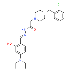 ChemSpider 2D Image | 2-[4-(2-Chlorobenzyl)-1-piperazinyl]-N'-{(E)-[4-(diethylamino)-2-hydroxyphenyl]methylene}acetohydrazide | C24H32ClN5O2