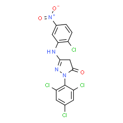 ChemSpider 2D Image | 1-(2,4,6-Trichlorophenyl)-3-(2-chloro-5-nitroanilino)-5-pyrazolinone | C15H8Cl4N4O3