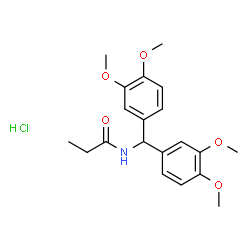 ChemSpider 2D Image | N-[Bis(3,4-dimethoxyphenyl)methyl]propanamide hydrochloride (1:1) | C20H26ClNO5