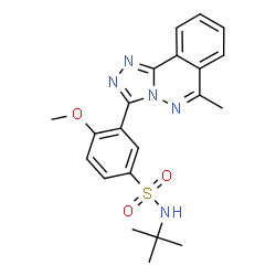 ChemSpider 2D Image | 4-Methoxy-N-(2-methyl-2-propanyl)-3-(6-methyl[1,2,4]triazolo[3,4-a]phthalazin-3-yl)benzenesulfonamide | C21H23N5O3S
