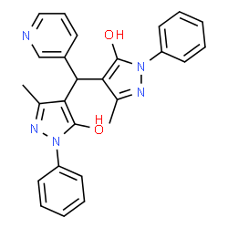 ChemSpider 2D Image | 4,4'-(3-Pyridinylmethylene)bis(3-methyl-1-phenyl-1H-pyrazol-5-ol) | C26H23N5O2