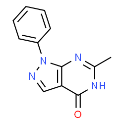 ChemSpider 2D Image | 6-Methyl-1-phenyl-1H-pyrazolo[3,4-d]pyrimidin-4(5H)-one | C12H10N4O