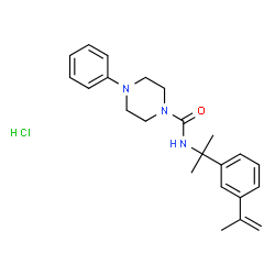 ChemSpider 2D Image | N-[2-(3-Isopropenylphenyl)-2-propanyl]-4-phenyl-1-piperazinecarboxamide hydrochloride (1:1) | C23H30ClN3O
