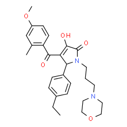 ChemSpider 2D Image | 5-(4-Ethylphenyl)-3-hydroxy-4-(4-methoxy-2-methylbenzoyl)-1-[3-(4-morpholinyl)propyl]-1,5-dihydro-2H-pyrrol-2-one | C28H34N2O5