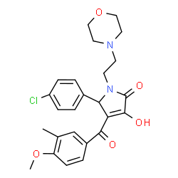 ChemSpider 2D Image | 5-(4-Chlorophenyl)-3-hydroxy-4-(4-methoxy-3-methylbenzoyl)-1-[2-(4-morpholinyl)ethyl]-1,5-dihydro-2H-pyrrol-2-one | C25H27ClN2O5