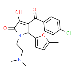 ChemSpider 2D Image | 4-(4-Chlorobenzoyl)-1-[2-(dimethylamino)ethyl]-3-hydroxy-5-(5-methyl-2-furyl)-1,5-dihydro-2H-pyrrol-2-one | C20H21ClN2O4
