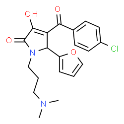 ChemSpider 2D Image | 4-(4-Chlorobenzoyl)-1-[3-(dimethylamino)propyl]-5-(2-furyl)-3-hydroxy-1,5-dihydro-2H-pyrrol-2-one | C20H21ClN2O4