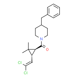 ChemSpider 2D Image | (4-Benzyl-1-piperidinyl)[(1S,3R)-3-(2,2-dichlorovinyl)-2,2-dimethylcyclopropyl]methanone | C20H25Cl2NO