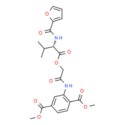 ChemSpider 2D Image | Dimethyl 2-[({[N-(2-furoyl)-L-valyl]oxy}acetyl)amino]terephthalate | C22H24N2O9