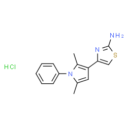 ChemSpider 2D Image | 4-(2,5-dimethyl-1-phenyl-1H-pyrrol-3-yl)-1,3-thiazol-2-amine hydrochloride | C15H16ClN3S