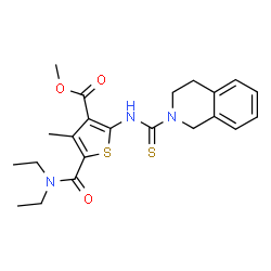 ChemSpider 2D Image | Methyl 5-(diethylcarbamoyl)-2-[(3,4-dihydroisoquinolin-2(1H)-ylcarbothioyl)amino]-4-methylthiophene-3-carboxylate | C22H27N3O3S2