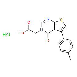 ChemSpider 2D Image | [5-(4-Methylphenyl)-4-oxothieno[2,3-d]pyrimidin-3(4H)-yl]acetic acid hydrochloride (1:1) | C15H13ClN2O3S