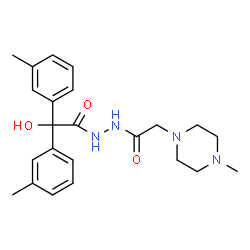 ChemSpider 2D Image | 2-Hydroxy-2,2-bis(3-methylphenyl)-N'-[(4-methyl-1-piperazinyl)acetyl]acetohydrazide | C23H30N4O3