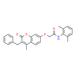 ChemSpider 2D Image | 2-[(3-Benzyl-4-methyl-2-oxo-2H-chromen-7-yl)oxy]-N-(2,6-dimethylphenyl)acetamide | C27H25NO4