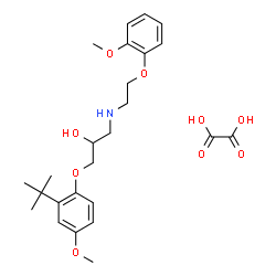 ChemSpider 2D Image | 1-[4-Methoxy-2-(2-methyl-2-propanyl)phenoxy]-3-{[2-(2-methoxyphenoxy)ethyl]amino}-2-propanol ethanedioate (1:1) | C25H35NO9