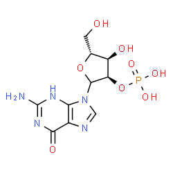 ChemSpider 2D Image | 2-Amino-9-(2-O-phosphono-D-ribofuranosyl)-3,9-dihydro-6H-purin-6-one | C10H14N5O8P