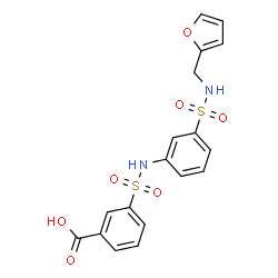 ChemSpider 2D Image | 3-({3-[(2-Furylmethyl)sulfamoyl]phenyl}sulfamoyl)benzoic acid | C18H16N2O7S2