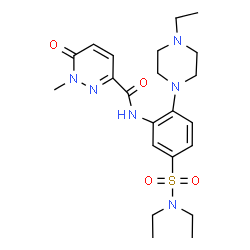 ChemSpider 2D Image | N-[5-(Diethylsulfamoyl)-2-(4-ethyl-1-piperazinyl)phenyl]-1-methyl-6-oxo-1,6-dihydro-3-pyridazinecarboxamide | C22H32N6O4S