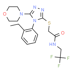 ChemSpider 2D Image | 2-{[4-(2-Ethylphenyl)-5-(4-morpholinyl)-4H-1,2,4-triazol-3-yl]sulfanyl}-N-(2,2,2-trifluoroethyl)acetamide | C18H22F3N5O2S