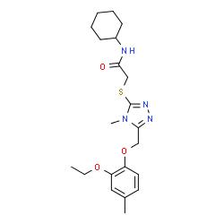 ChemSpider 2D Image | N-Cyclohexyl-2-({5-[(2-ethoxy-4-methylphenoxy)methyl]-4-methyl-4H-1,2,4-triazol-3-yl}sulfanyl)acetamide | C21H30N4O3S