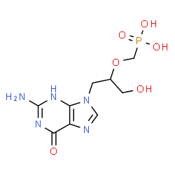 ChemSpider 2D Image | ({[1-(2-amino-6-hydroxy-9H-purin-9-yl)-3-hydroxypropan-2-yl]oxy}methyl)phosphonic acid | C9H14N5O6P
