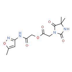 ChemSpider 2D Image | 2-[(5-Methyl-1,2-oxazol-3-yl)amino]-2-oxoethyl (4,4-dimethyl-2,5-dioxo-1-imidazolidinyl)acetate | C13H16N4O6