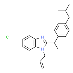 ChemSpider 2D Image | 1-Allyl-2-[1-(4-isobutylphenyl)ethyl]-1H-benzimidazole hydrochloride (1:1) | C22H27ClN2