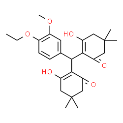 ChemSpider 2D Image | 2,2'-[(4-Ethoxy-3-methoxyphenyl)methylene]bis(3-hydroxy-5,5-dimethyl-2-cyclohexen-1-one) | C26H34O6