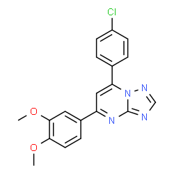 ChemSpider 2D Image | 7-(4-Chlorophenyl)-5-(3,4-dimethoxyphenyl)[1,2,4]triazolo[1,5-a]pyrimidine | C19H15ClN4O2