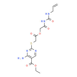 ChemSpider 2D Image | ethyl 2-[2-[2-(allylcarbamoylamino)-2-oxo-ethoxy]-2-oxo-ethyl]sulfanyl-4-amino-pyrimidine-5-carboxylate | C15H19N5O6S
