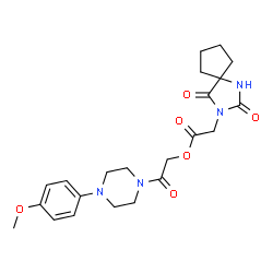ChemSpider 2D Image | 2-[4-(4-Methoxyphenyl)-1-piperazinyl]-2-oxoethyl (2,4-dioxo-1,3-diazaspiro[4.4]non-3-yl)acetate | C22H28N4O6