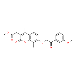 ChemSpider 2D Image | Methyl {7-[2-(3-methoxyphenyl)-2-oxoethoxy]-4,8-dimethyl-2-oxo-2H-chromen-3-yl}acetate | C23H22O7