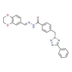 ChemSpider 2D Image | N'-[(E)-2,3-Dihydro-1,4-benzodioxin-6-ylmethylene]-4-[(5-phenyl-2H-tetrazol-2-yl)methyl]benzohydrazide | C24H20N6O3
