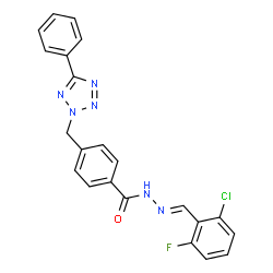 ChemSpider 2D Image | N'-[(E)-(2-Chloro-6-fluorophenyl)methylene]-4-[(5-phenyl-2H-tetrazol-2-yl)methyl]benzohydrazide | C22H16ClFN6O