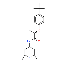 ChemSpider 2D Image | (2R)-2-[4-(2-Methyl-2-propanyl)phenoxy]-N-(2,2,6,6-tetramethyl-4-piperidinyl)propanamide | C22H36N2O2
