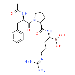 ChemSpider 2D Image | N-Acetyl-D-phenylalanyl-N-[(1R)-4-[(aminoiminomethyl)amino]-1-boronobutyl]-L-prolinamide | C21H33BN6O5