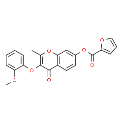 ChemSpider 2D Image | 3-(2-Methoxyphenoxy)-2-methyl-4-oxo-4H-chromen-7-yl 2-furoate | C22H16O7