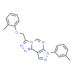 ChemSpider 2D Image | 3-[(2-Methylphenoxy)methyl]-7-(3-methylphenyl)-7H-pyrazolo[4,3-e][1,2,4]triazolo[4,3-c]pyrimidine | C21H18N6O
