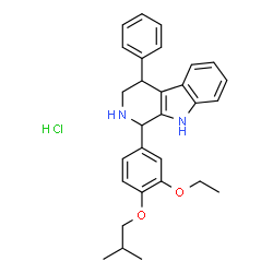 ChemSpider 2D Image | 1-(3-Ethoxy-4-isobutoxyphenyl)-4-phenyl-2,3,4,9-tetrahydro-1H-beta-carboline hydrochloride (1:1) | C29H33ClN2O2