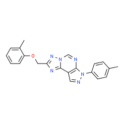 ChemSpider 2D Image | 2-[(2-Methylphenoxy)methyl]-7-(4-methylphenyl)-7H-pyrazolo[4,3-e][1,2,4]triazolo[1,5-c]pyrimidine | C21H18N6O