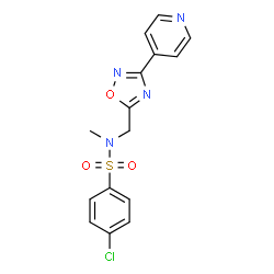 ChemSpider 2D Image | 4-Chloro-N-methyl-N-{[3-(4-pyridinyl)-1,2,4-oxadiazol-5-yl]methyl}benzenesulfonamide | C15H13ClN4O3S