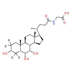 ChemSpider 2D Image | N-[(3alpha,5beta,6alpha,7alpha)-3,6,7-Trihydroxy-24-oxo(2,2,4,4-~2~H_4_)cholan-24-yl]glycine | C26H39D4NO6