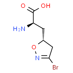ChemSpider 2D Image | 3-[(5R)-3-Bromo-4,5-dihydro-1,2-oxazol-5-yl]-D-alanine | C6H9BrN2O3