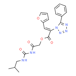 ChemSpider 2D Image | 2-[(Isobutylcarbamoyl)amino]-2-oxoethyl (2Z)-3-(2-furyl)-2-(5-phenyl-1H-tetrazol-1-yl)acrylate | C21H22N6O5