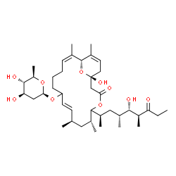 ChemSpider 2D Image | (1R,6R,8R,9E,15Z,17R)-1-Hydroxy-5-[(2R,4R,5S,6S)-5-hydroxy-4,6-dimethyl-7-oxo-2-nonanyl]-6,8,16,18-tetramethyl-3-oxo-4,21-dioxabicyclo[15.3.1]henicosa-9,15,18-trien-11-yl 2,6-dideoxy-beta-D-arabino-he
xopyranoside | C40H66O10