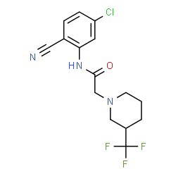 ChemSpider 2D Image | N-(5-Chloro-2-cyanophenyl)-2-[3-(trifluoromethyl)-1-piperidinyl]acetamide | C15H15ClF3N3O