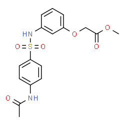 ChemSpider 2D Image | Methyl (3-{[(4-acetamidophenyl)sulfonyl]amino}phenoxy)acetate | C17H18N2O6S